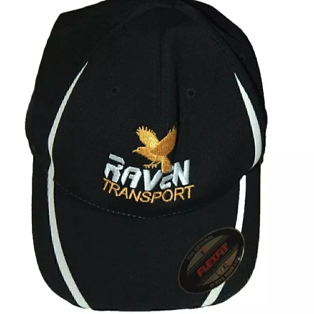Raven Transport Baseball Hat Semi Truck Drivers Cap Eagle Flex Fit Trucker Sz L